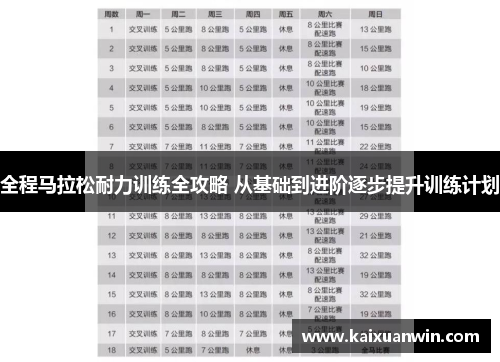 全程马拉松耐力训练全攻略 从基础到进阶逐步提升训练计划